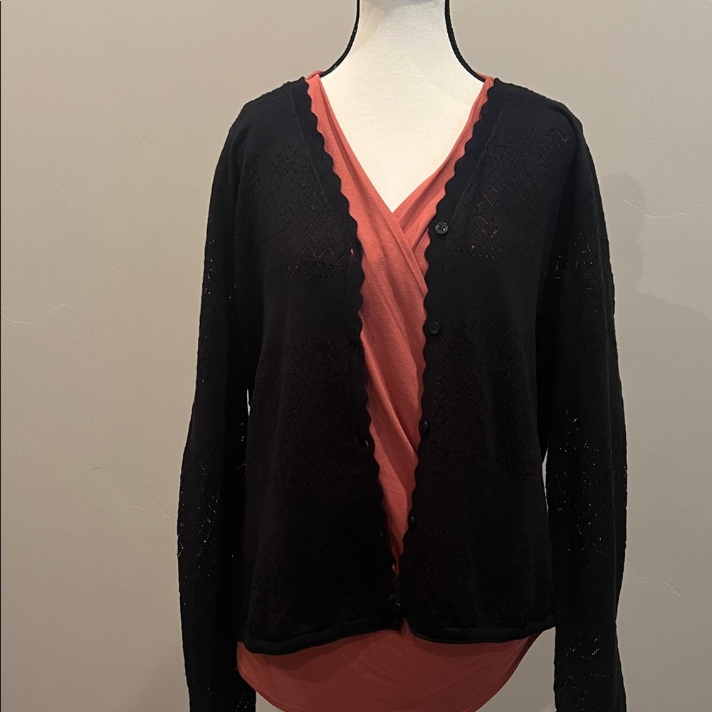 NWT 100% Cotton FRYE brand 🌴 Black Cardigan Size XL